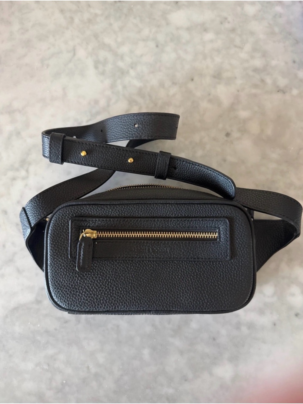 Article & Goods Black Pebbled Leather Crossbody Belt Bag